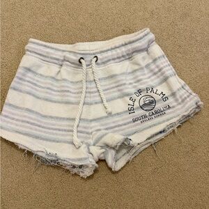 Ocean Drive Athletic Shorts White and Blue Striped